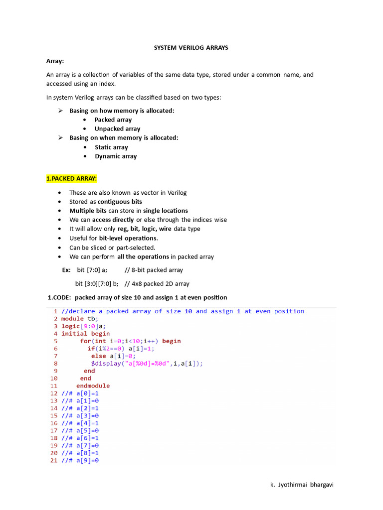 SystemVerilog Array Types Explained | PDF | Queue (Abstract Data Type ...