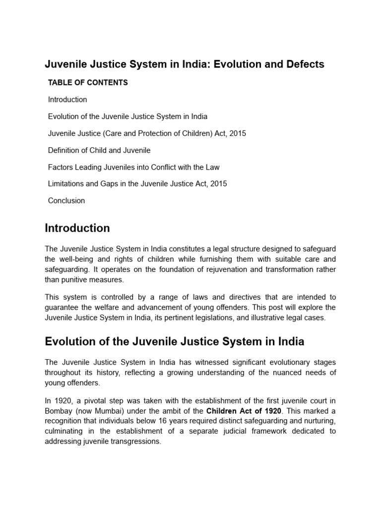 Juvenile Justice System in India: Overview | PDF | Juvenile Court ...
