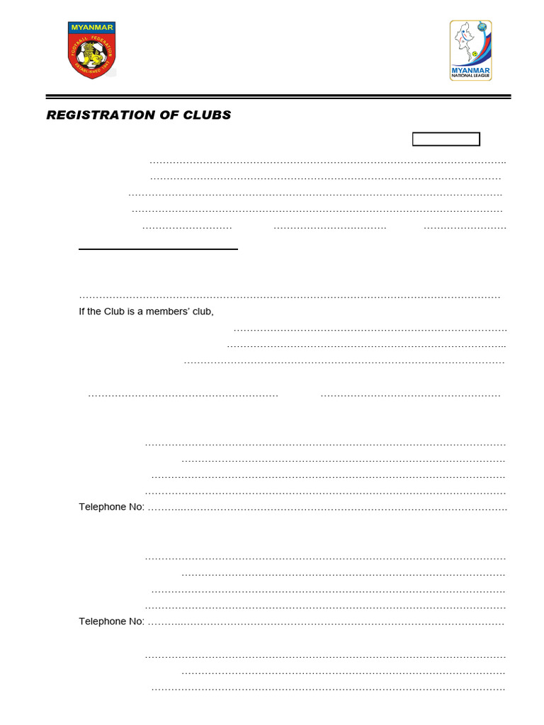 Club Registration Form Template | PDF