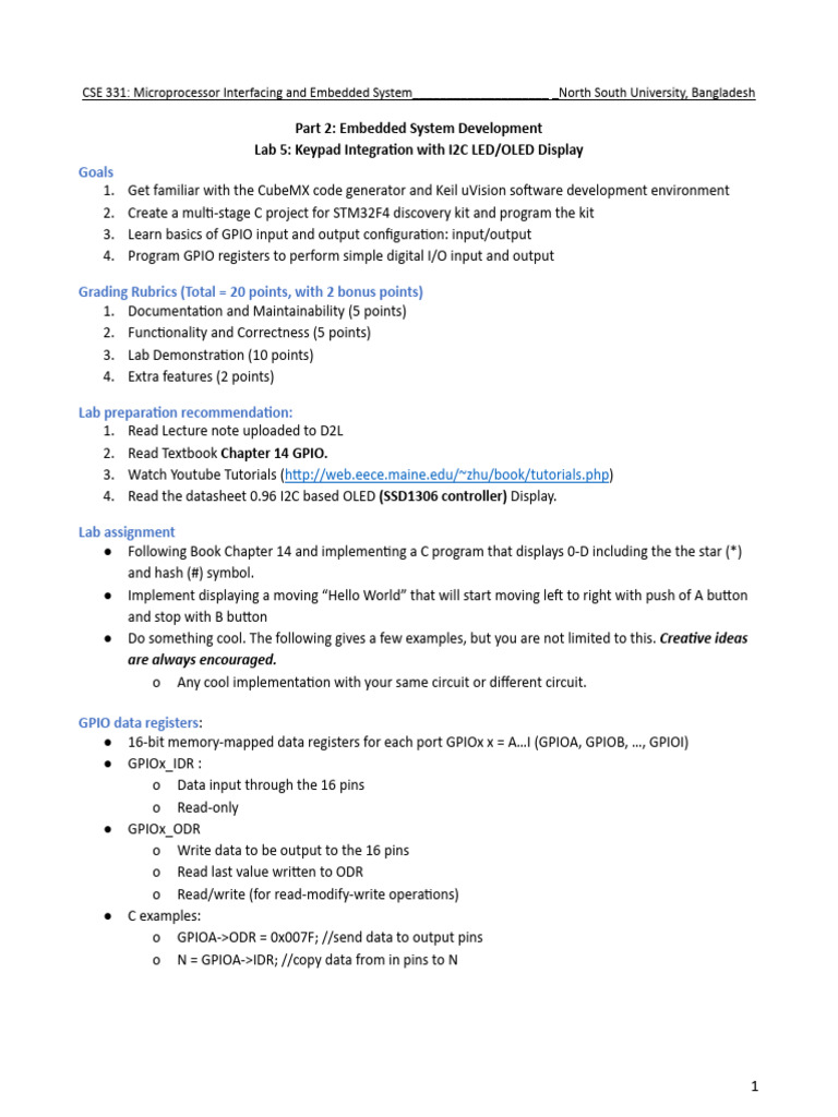 Keypad and OLED Integration Lab | PDF | Microcontroller | Computer ...