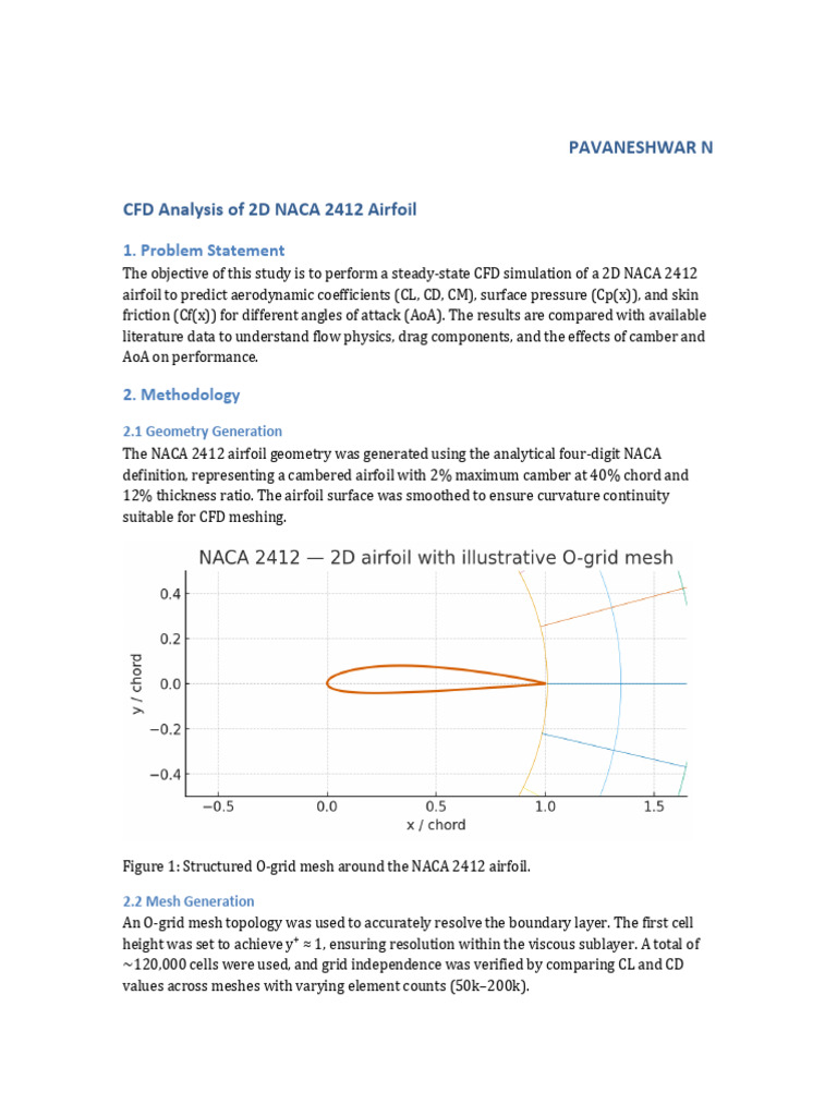CFD Analysis of NACA 2412 Airfoil | PDF | Airfoil | Lift (Force)