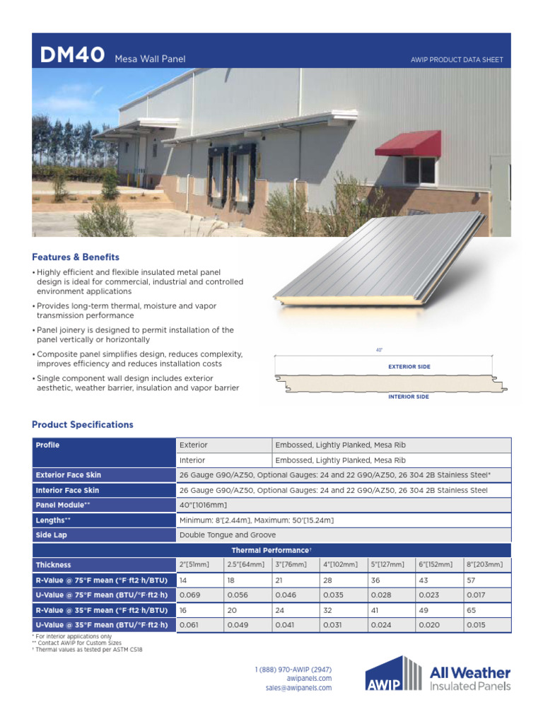 Awip Mesa Dm40 Dm40 Product Data Sheet en 1 | PDF | Wall | Mechanical ...