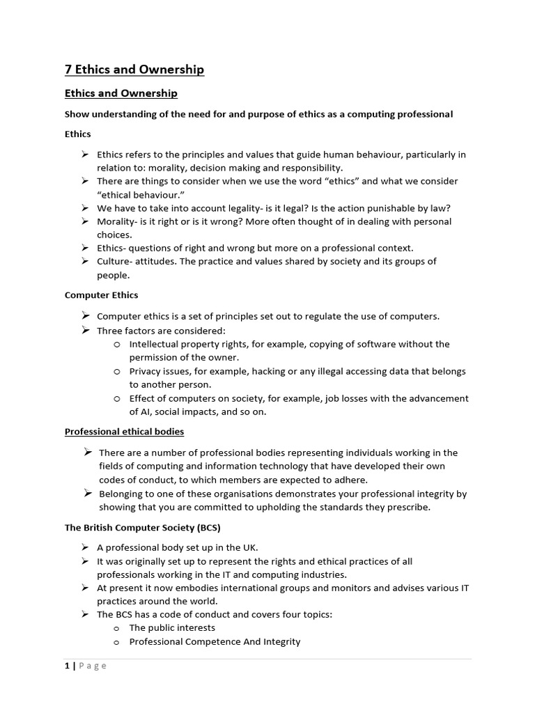 Ethics in Computing and Software Engineering | PDF | Artificial ...
