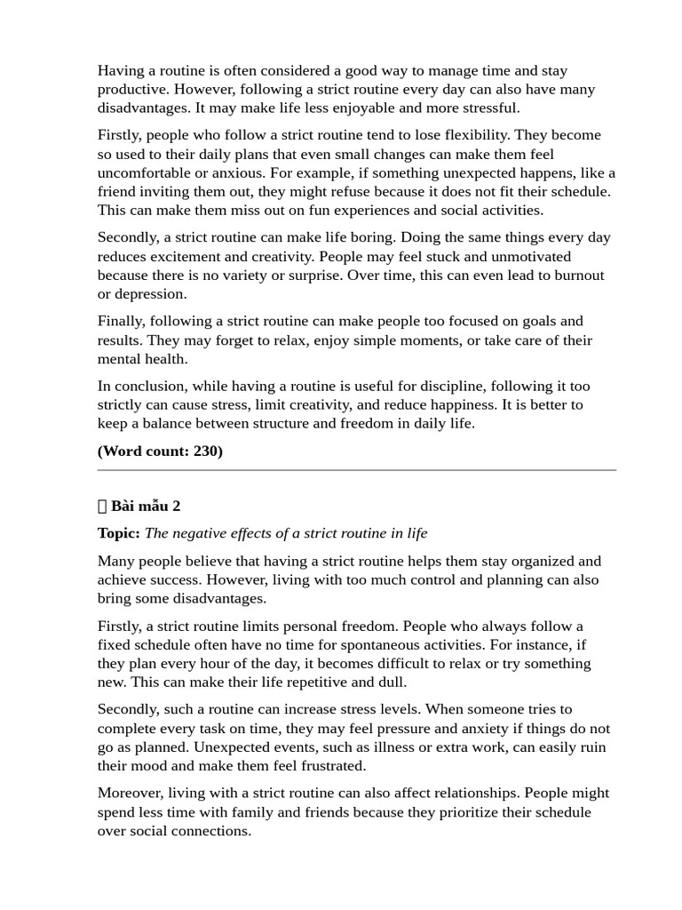 Having A Routine Is Often Considered A Good Way To Manage Time | PDF ...