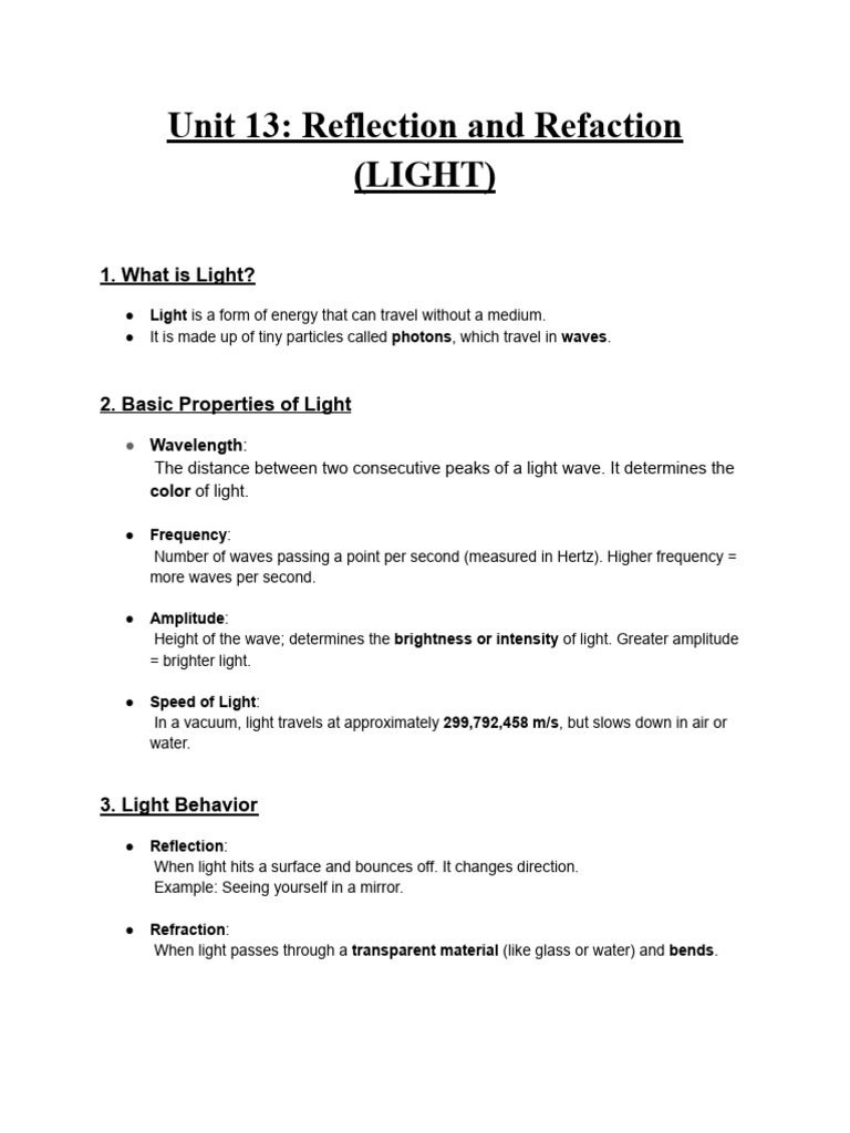 Understanding Light: Reflection & Refraction | PDF | Light | Mirror