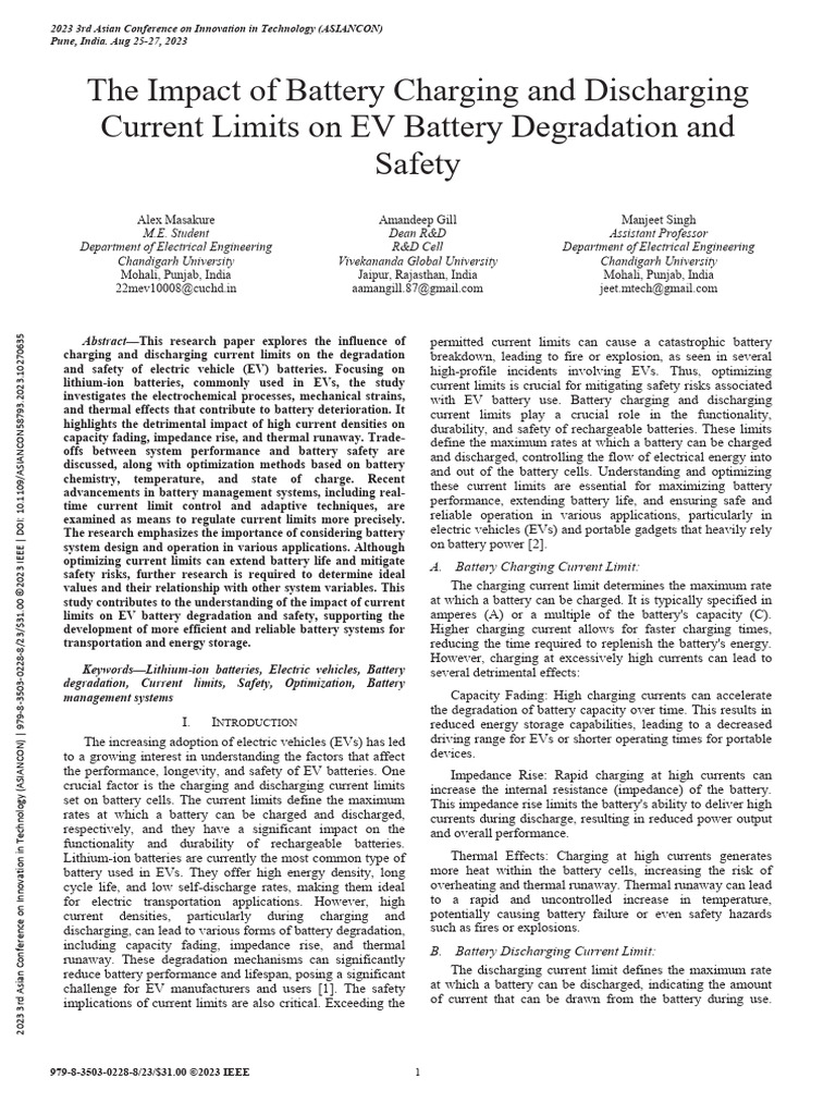 The Impact of Battery Charging and Discharging Current Limits On EV ...