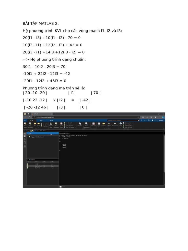 Bài tập MATLAB | PDF