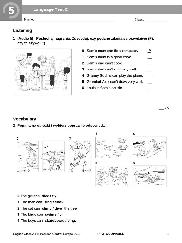 ECA1 Tests Language Test 5C New2018 | PDF