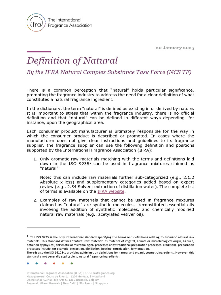 Ifra Ncs TF Natural Definition Final | PDF | Perfume | Materials