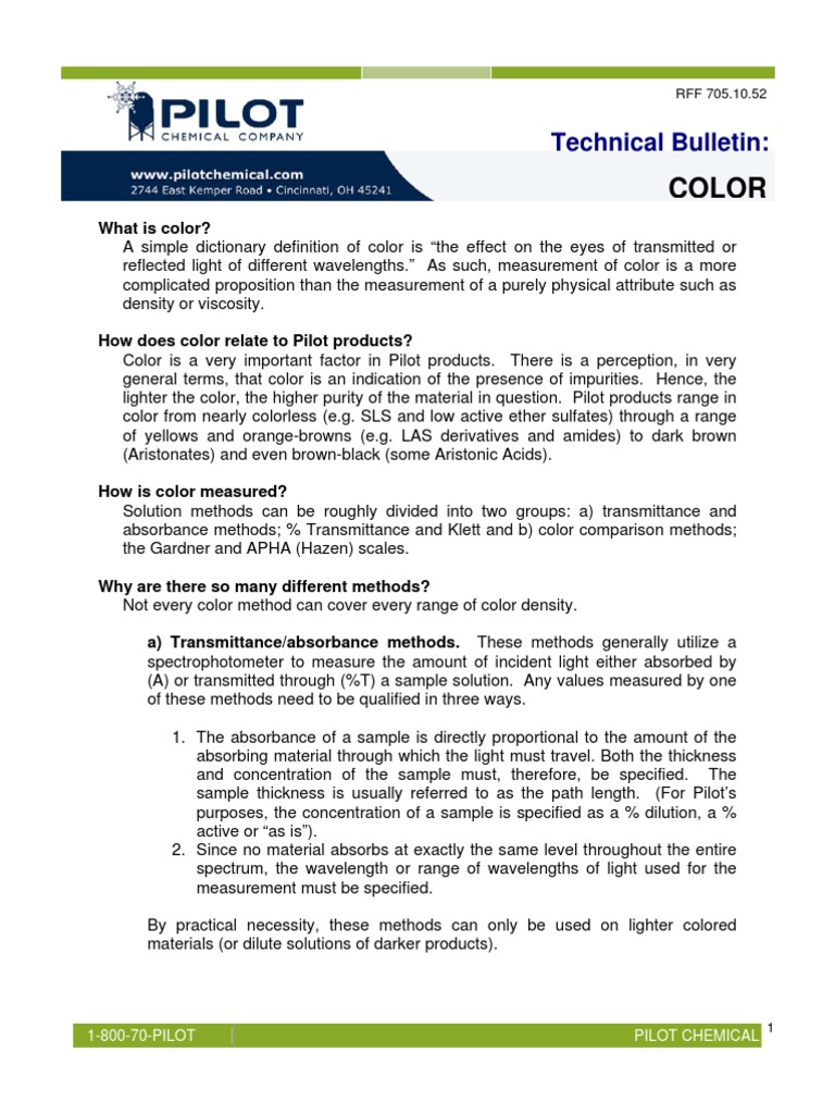 Gardner Vs APHA PDF Absorbance Color