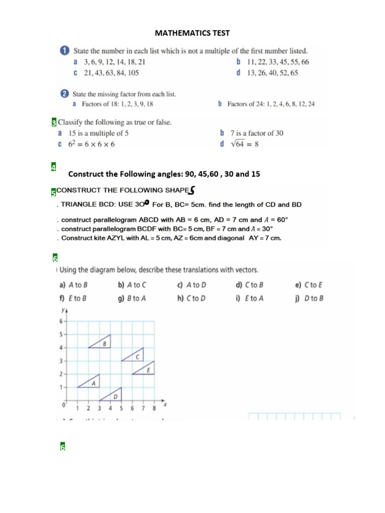 Mathematics Test | PDF