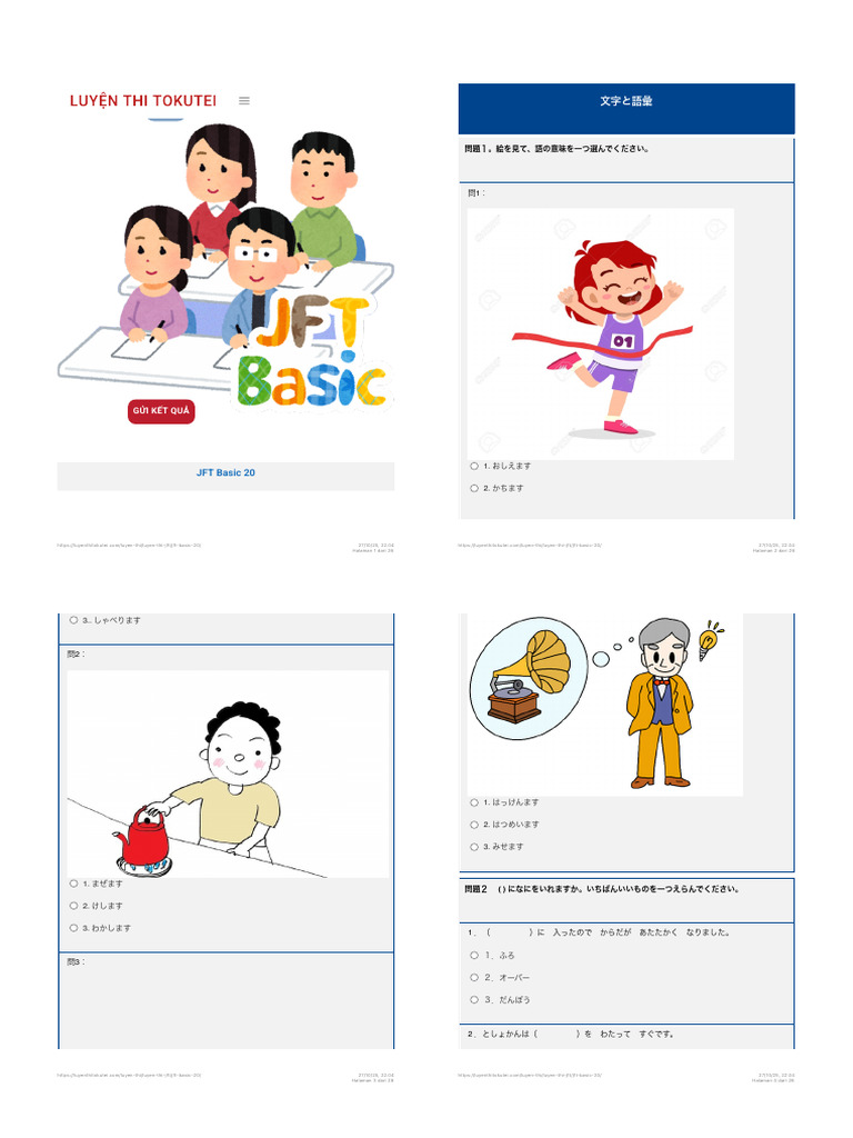 JFT Basic 20 - Luyện Thi Tokutei | PDF