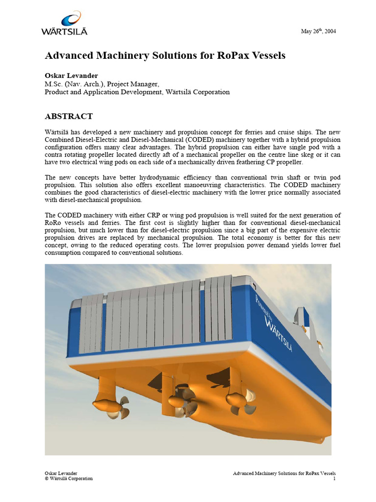 Advanced Machinery Solutions For Ropax Vessels | PDF | Marine ...
