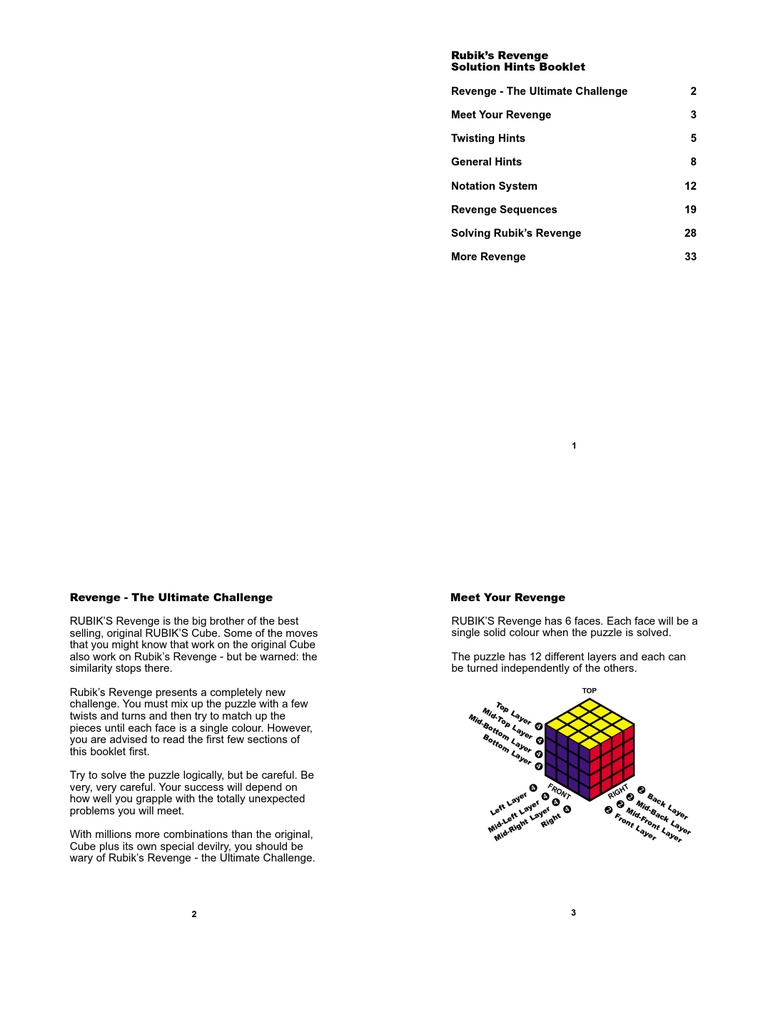 4x4 Rubik's Cube Solution Guide | PDF | Single Player Games | Teaching ...