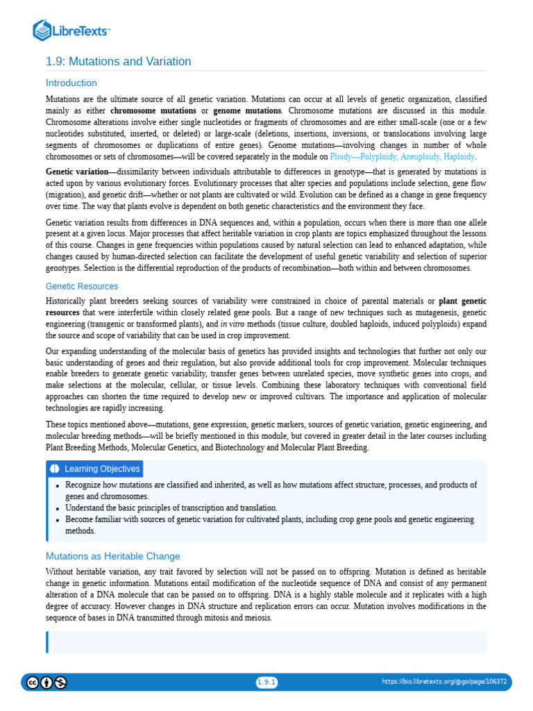 Understanding Mutations and Genetic Variation | PDF | Mutation | Point ...