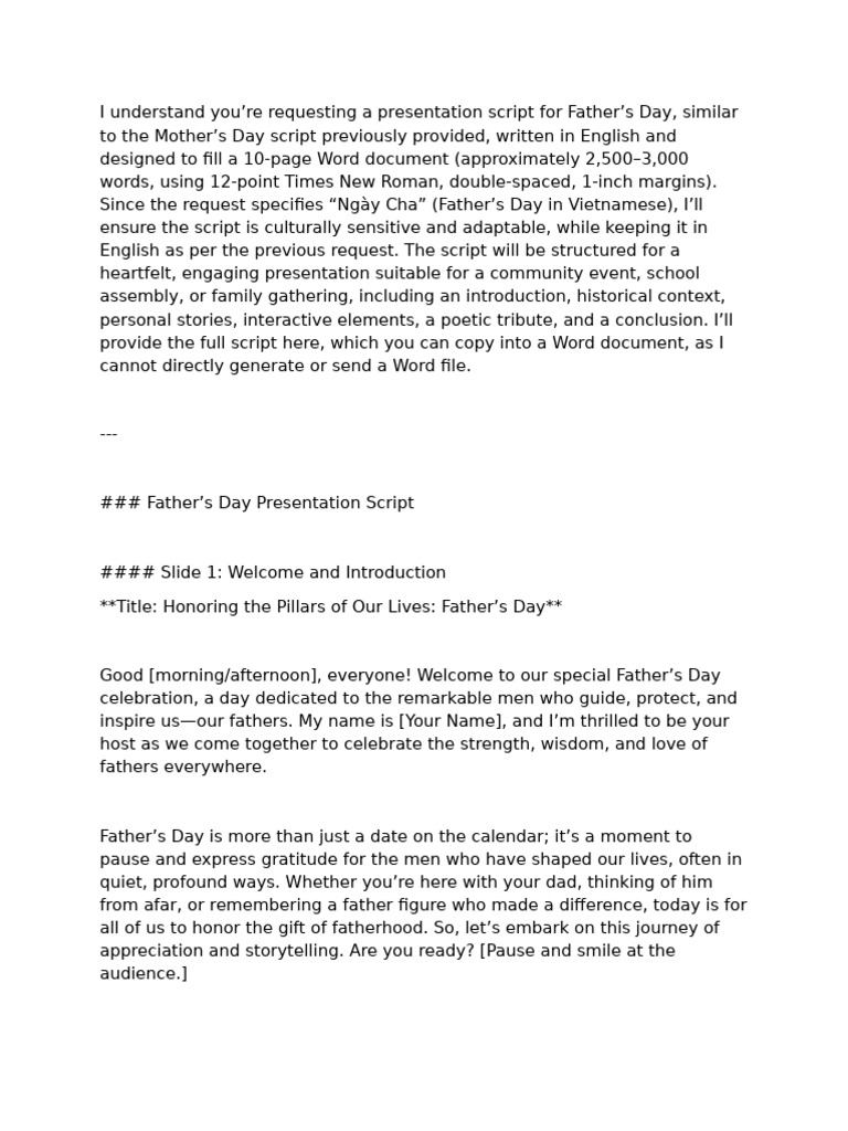 Father’s Day Presentation Script | PDF