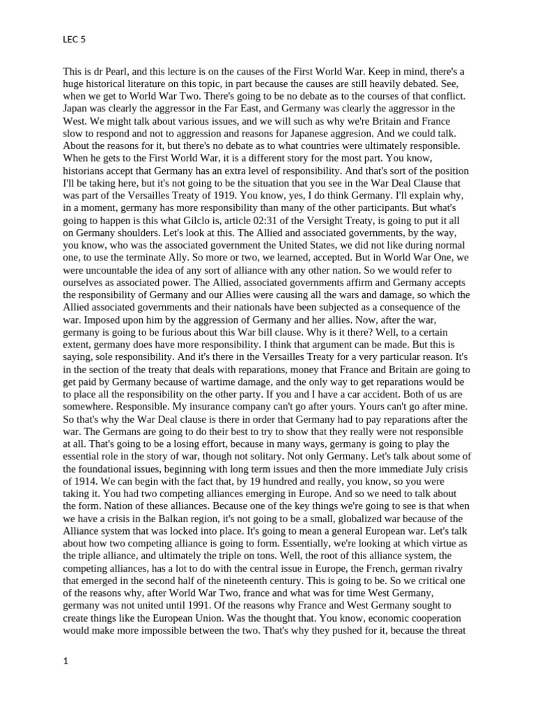 Causes of the First World War Explained | PDF | Bosnia And Herzegovina ...