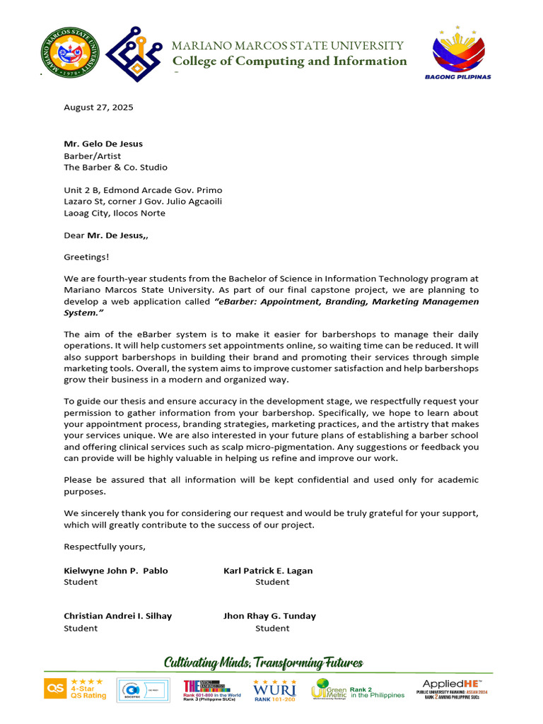 Letter Mmsu Dit 2 | PDF