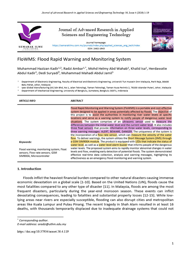 Literature Review 1 Flood System | PDF | Flood | Flow Measurement