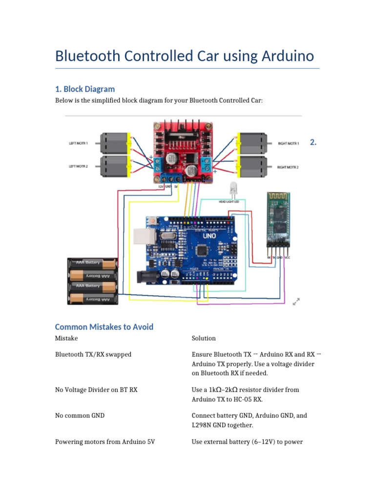 Arduino Bluetooth Car Control Guide | PDF | Arduino | Electronic ...