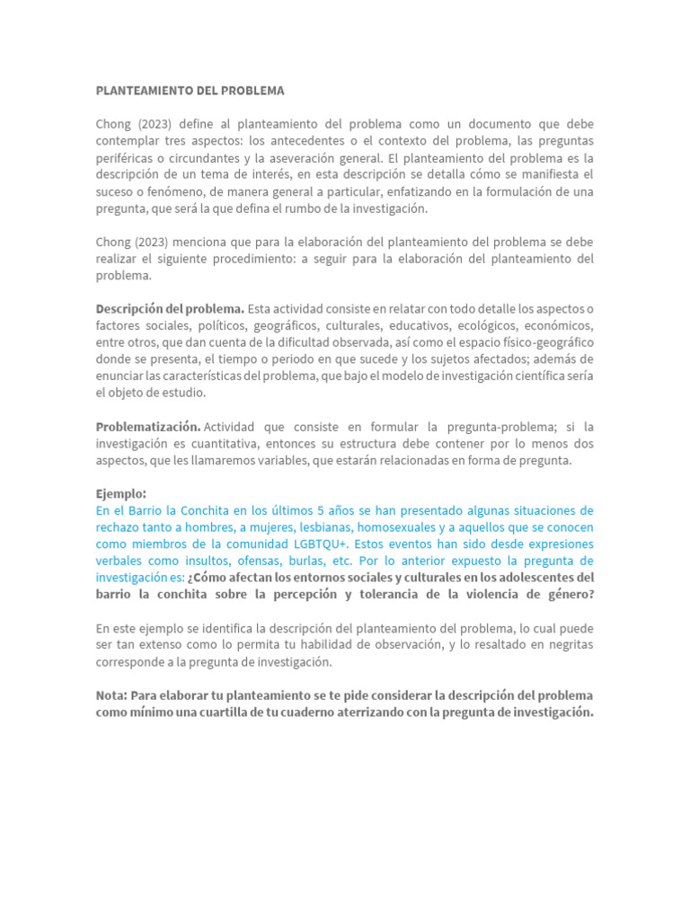 Cómo Elaborar un Planteamiento del Problema | PDF
