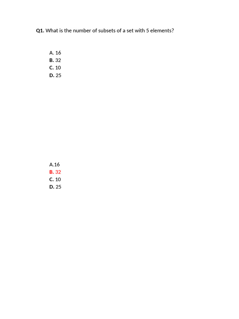 Math Quiz: Set Theory & Functions | PDF