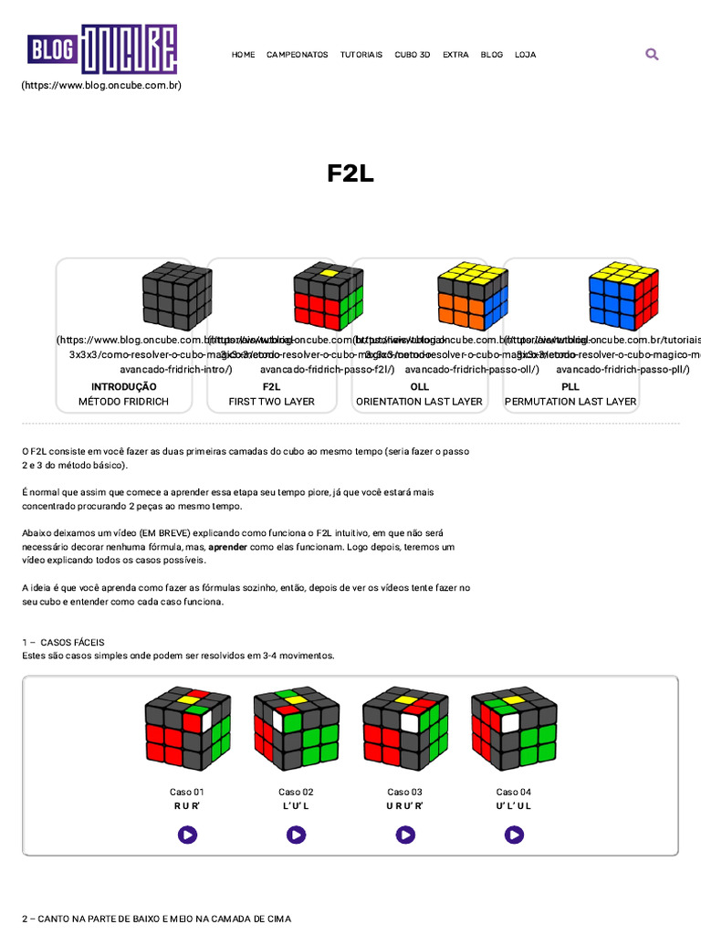 F2L: Resolvendo o Cubo Mágico | PDF