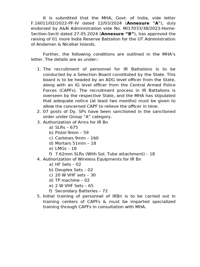 Corrected Combined Proposal of All Requests Regarding 2nd Bn. | PDF ...