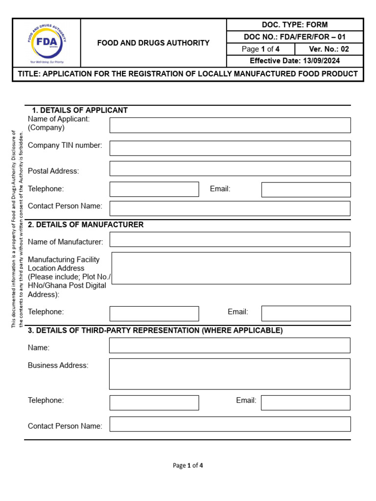 Local Food Product Registration Form | PDF | Food And Drug Administration