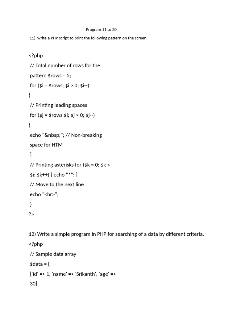PHP Programming Examples and Patterns | PDF | Computing | Computer ...