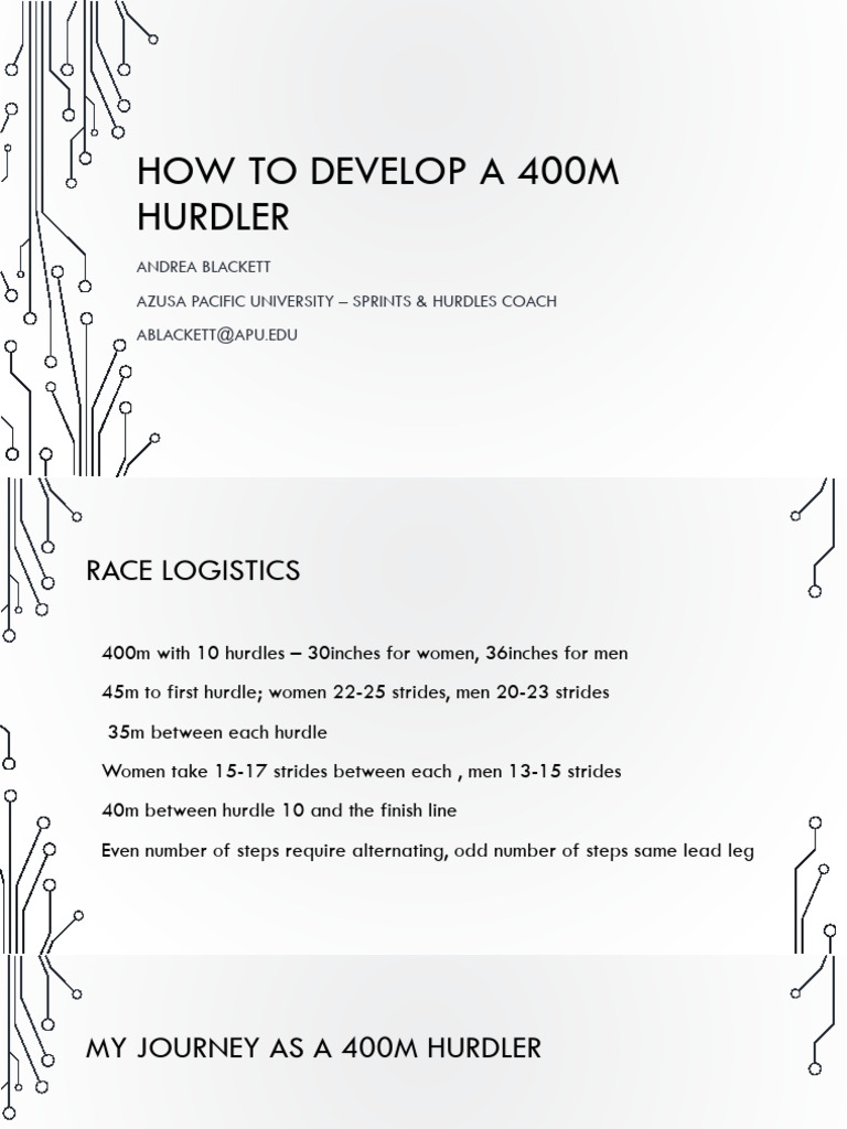 Developing 400m Hurdler Techniques | PDF | Sport Of Athletics | Athletics
