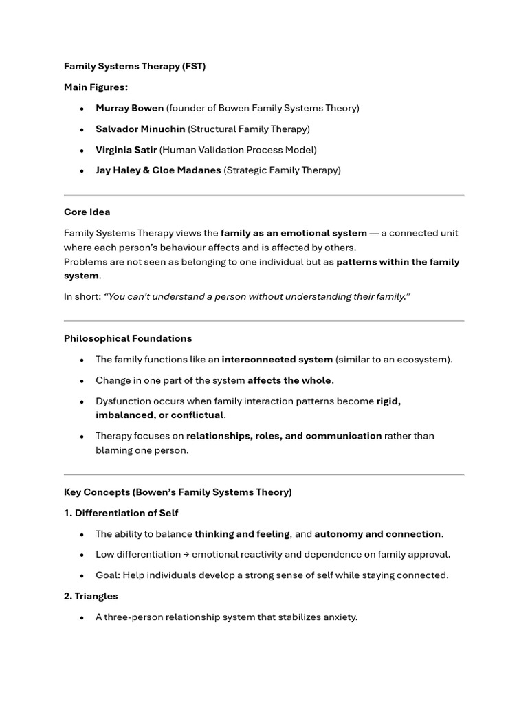 Family Systems Therapy Notes | PDF | Family Therapy | Family