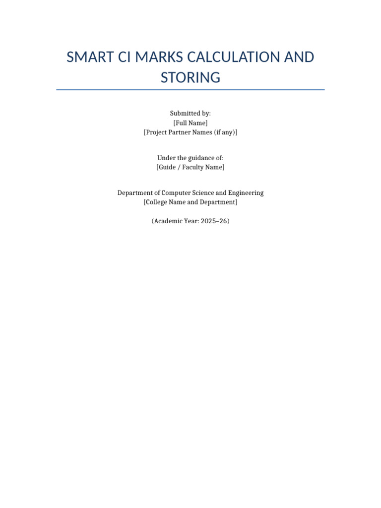 Smart CI Marks Management System | PDF | Usability | Automation