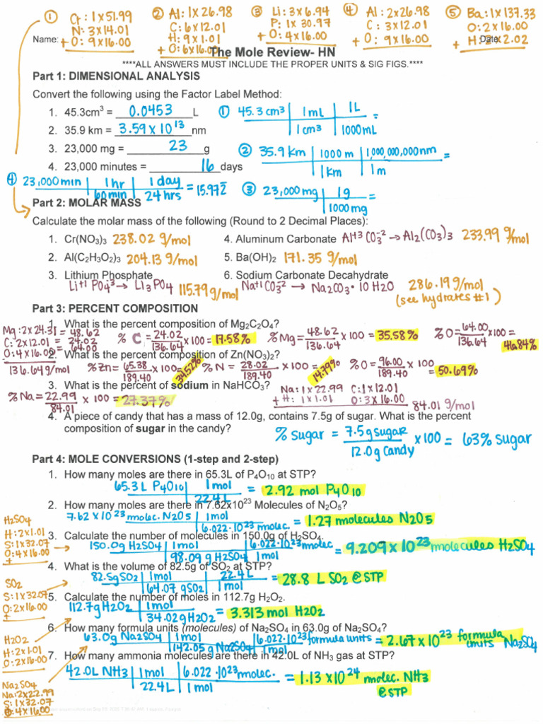 1 1+Unit+4+Test+Review+HN+KEY | PDF