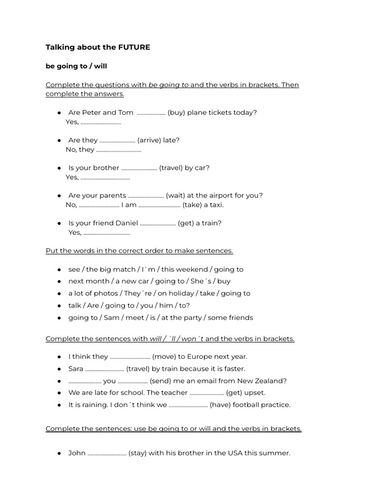 Future Tense Grammar Exercises | PDF