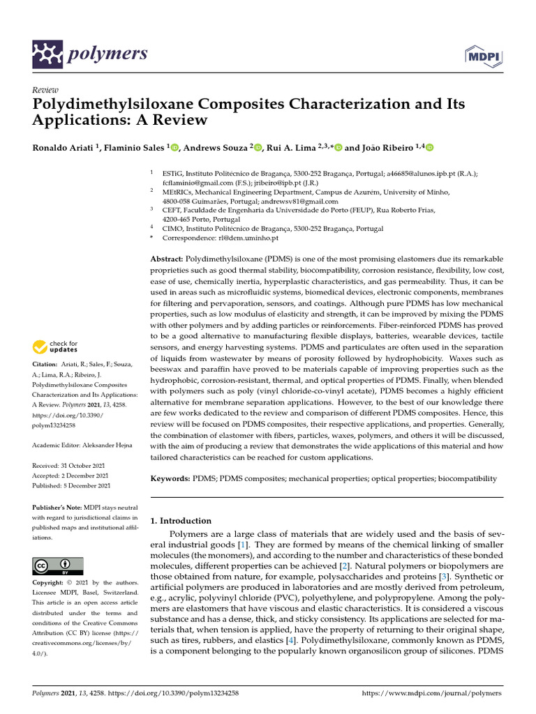 Polydimethylsiloxane Composites Polymers-13-04258 | PDF | Polymers ...