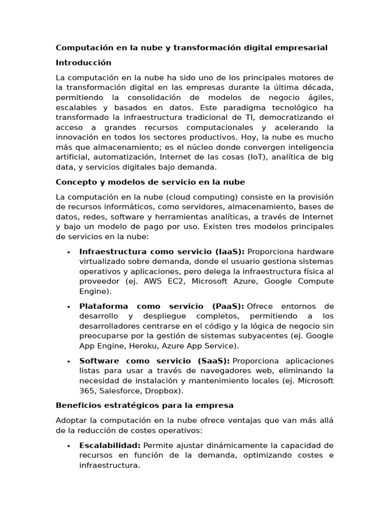 Computación en La Nube y Transformación Digital Empresarial | PDF ...