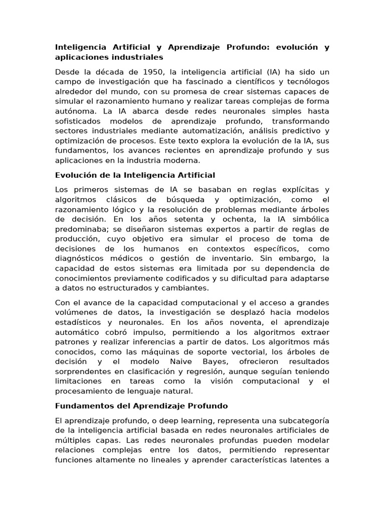 IA y Aprendizaje Profundo en la Industria | PDF | Inteligencia ...