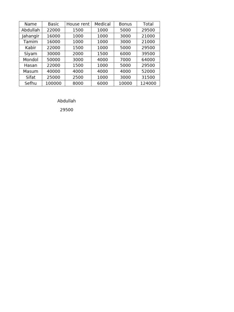 Employee Salary Breakdown Summary | PDF