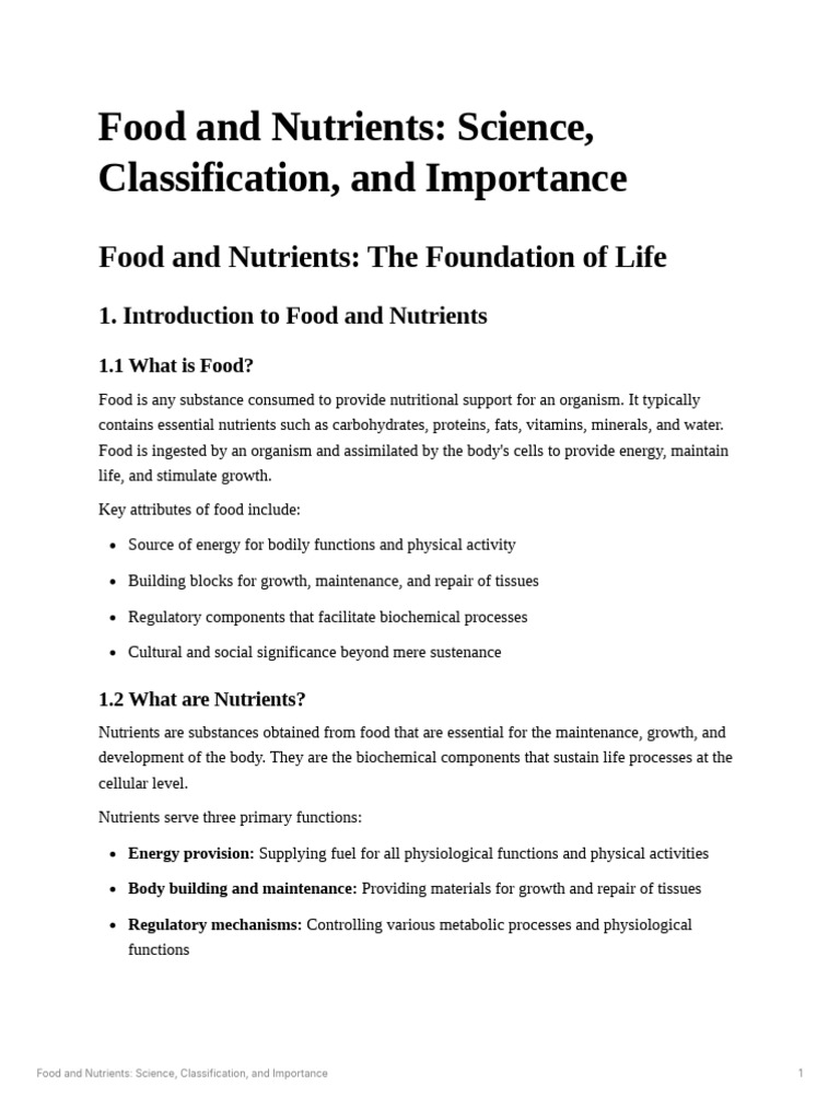 Understanding Food and Nutrients Essentials | PDF | Nutrients | Nutrition