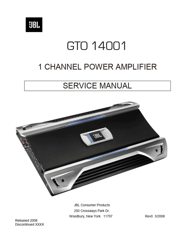 JBL GTO 14001 Amplifier Specifications | PDF | Amplifier