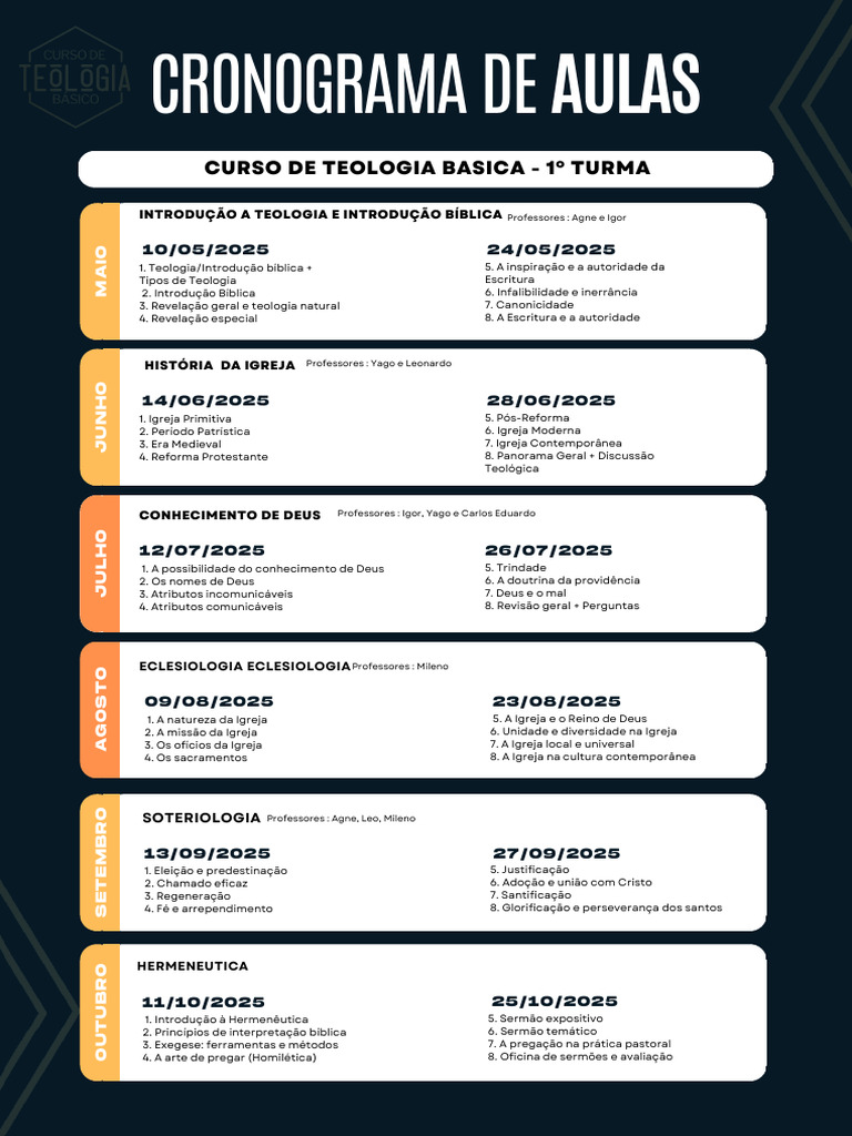 Cronograma do Curso de Teologia 2025 | PDF | Teologia | Igreja cristã
