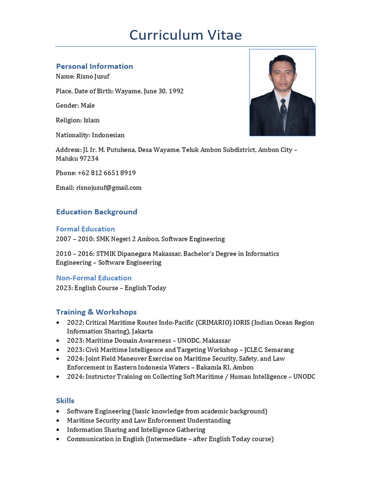 Contoh CV Bahasa Inggris | PDF