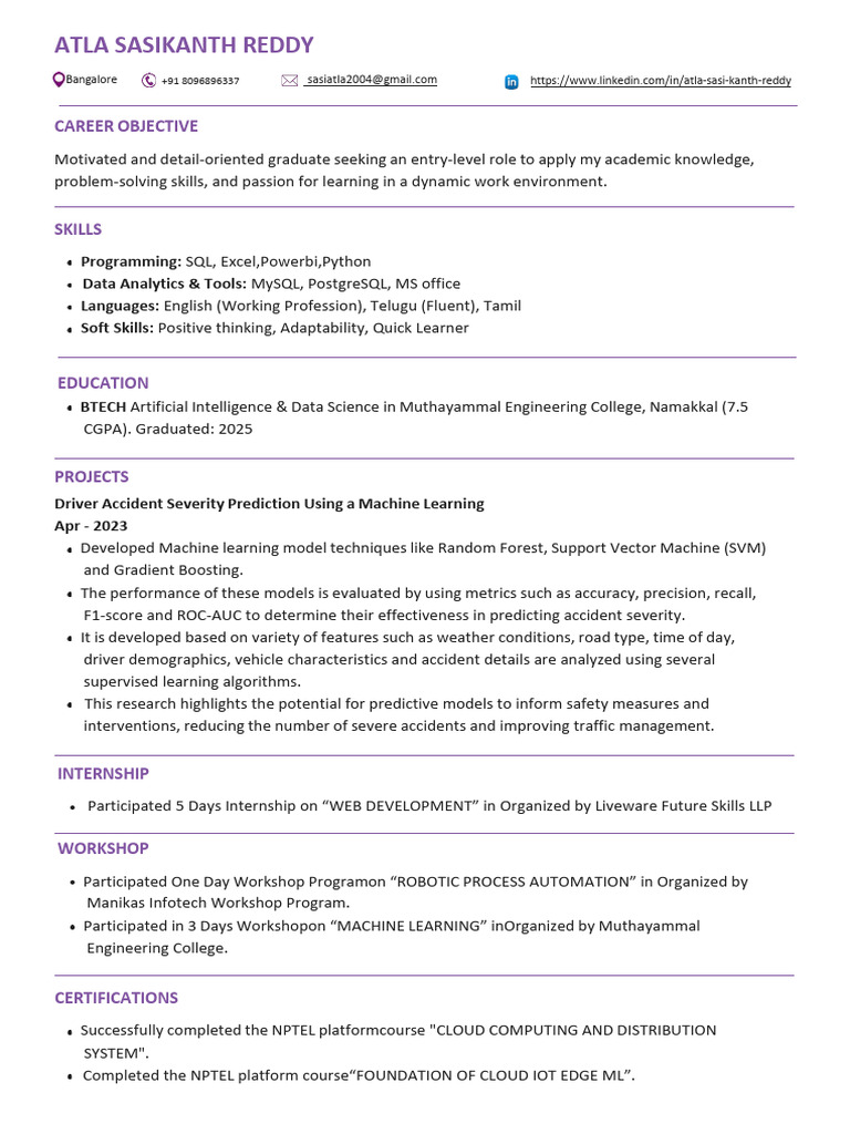 Sasi - Data Analyst Resume New | PDF