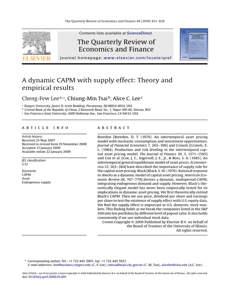 Paper 1 - A Dynamic CAPM With Supply Effect Theory and Empirical ...