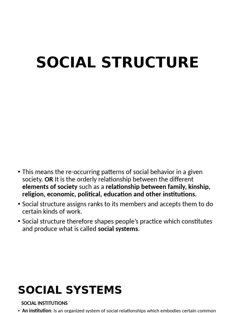 Understanding Social Structure and Institutions | PDF | Family | Society