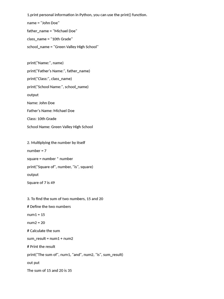 Python Basics: Print, Math & Logic | PDF | Area | Length