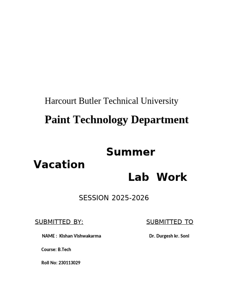 Summer Lab Work in Paint Technology | PDF