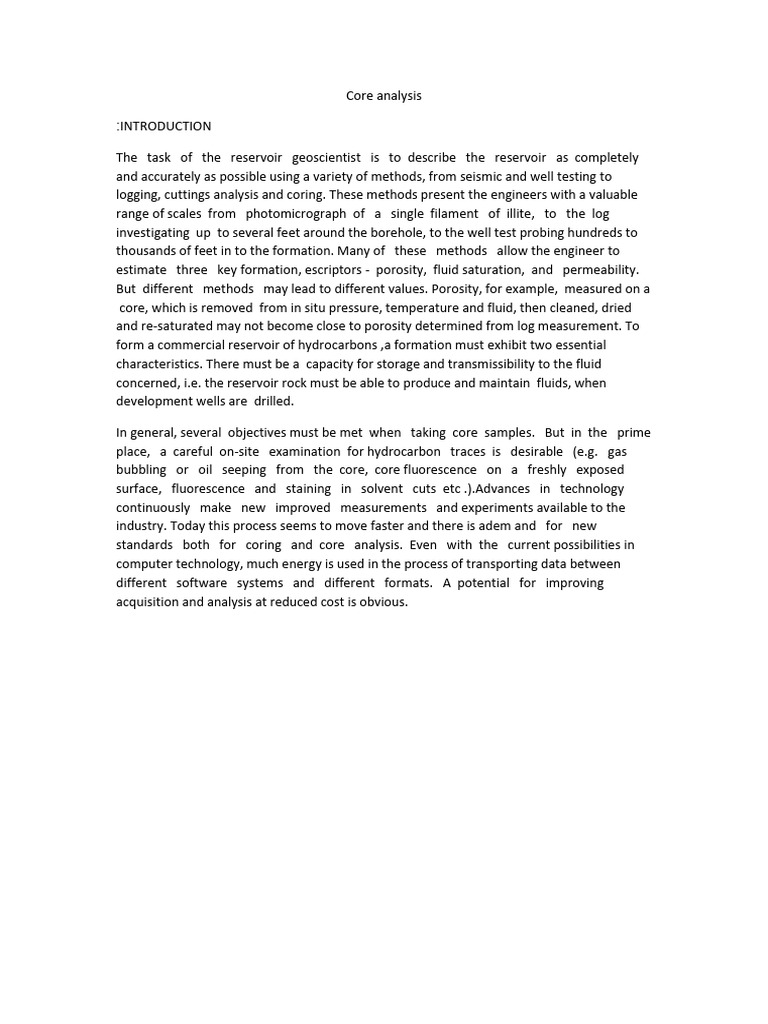 Core Analysis Techniques for Reservoirs | PDF | Petroleum Reservoir ...