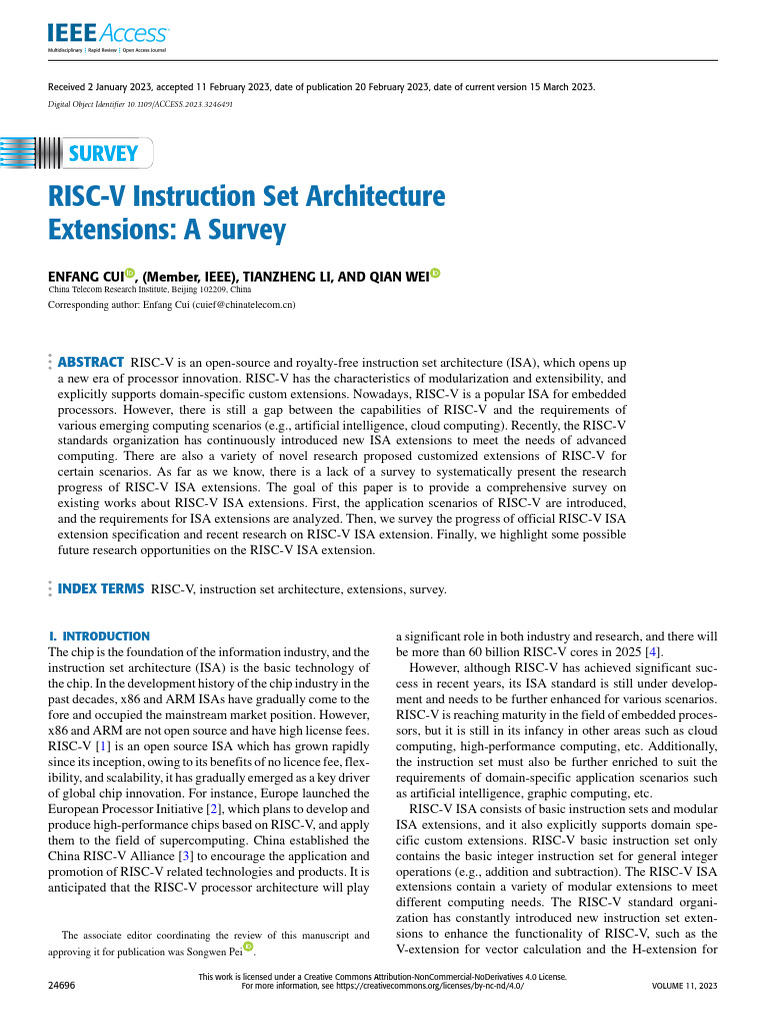 RISC-V ISA Extensions: A Comprehensive Survey | PDF | Central ...